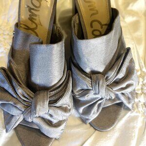 Sam & Libby Heels Slides Mules  size 9.5 Gray 4" heel